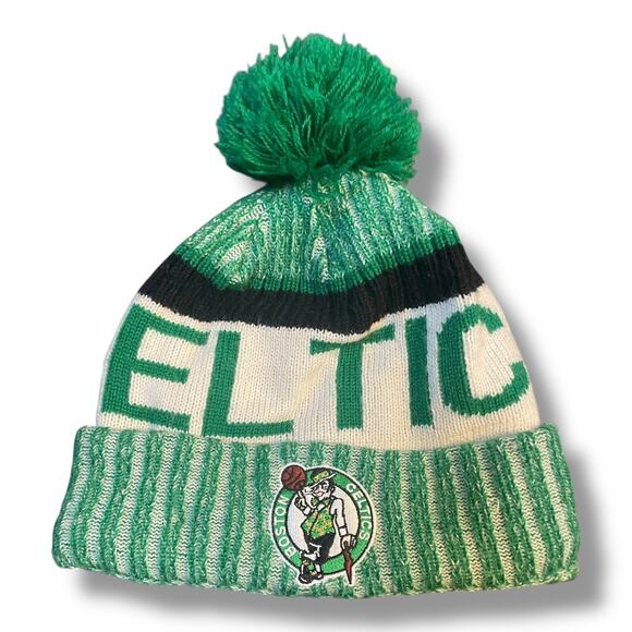 New Era Boston Celtics NBA Basketball Knit Beanie Hat Cap Cuff Pom Lined Wool - Picture 7 of 12